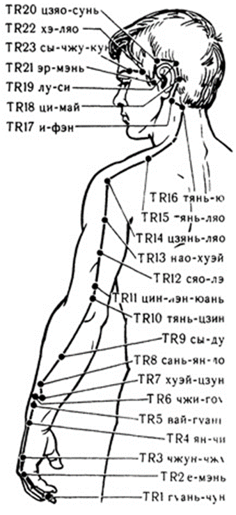 15 точка. Меридиан тройного обогревателя точки. Меридиан тройного обогревателя точки расположения. Канал трех обогревателей акупунктурные точки. Акупунктура Меридиан трех обогревателей.